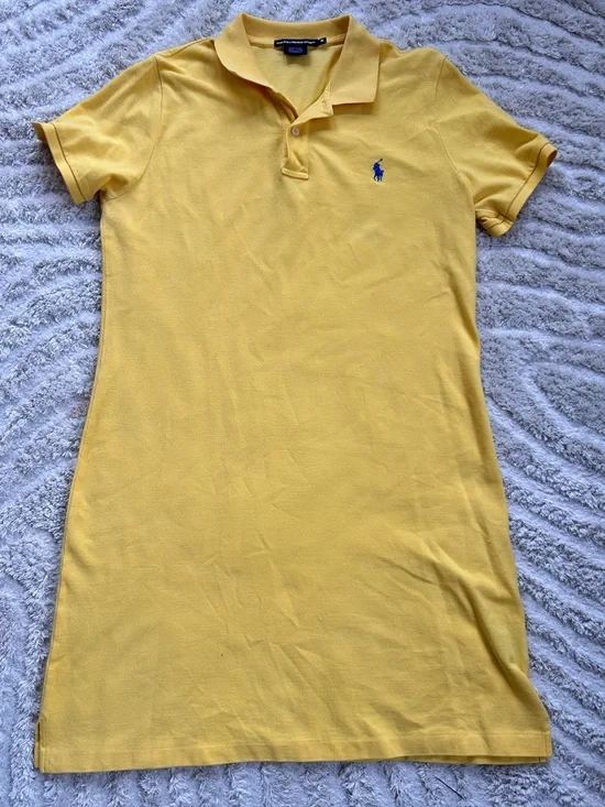 Vintage Ralph Lauren Sport Yellow Polo Dress with Blue Pony Logo - Picture 1 of 8